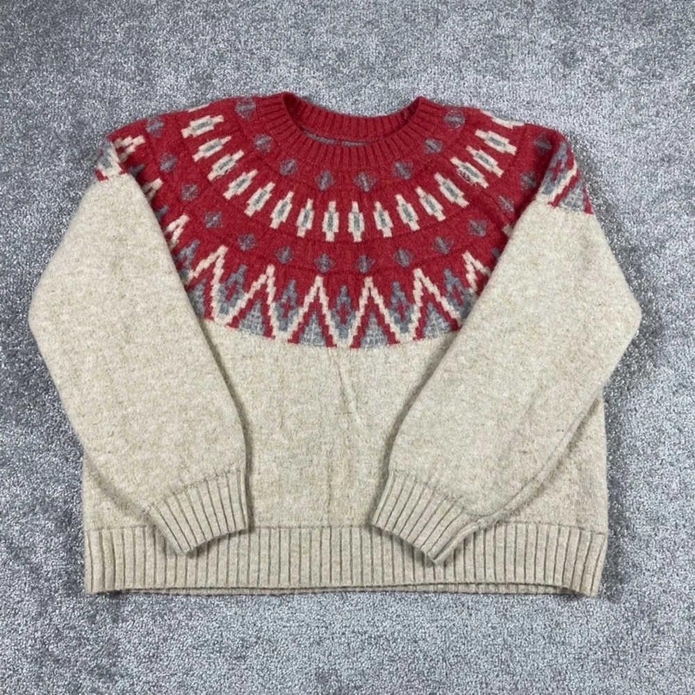 Lucky Brand Pink and Cream Fair Isle Sweater